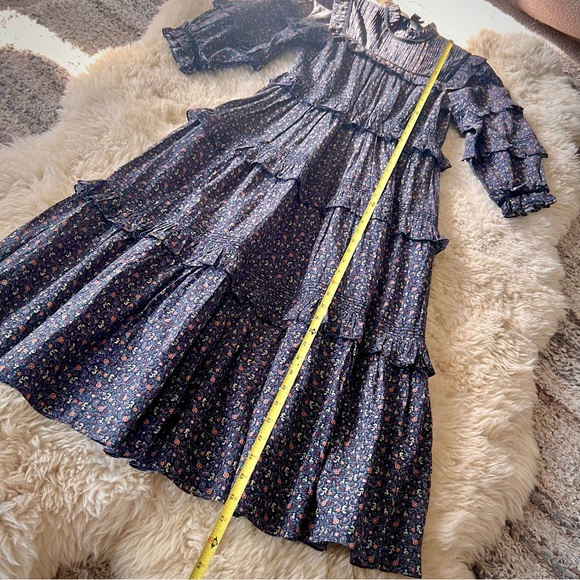 💋SOLD💋🍾🖤DÔEN ‘Clay’ Prairie Dress Wednesday Black/Blue Floral XS/S - Picture 5 of 10